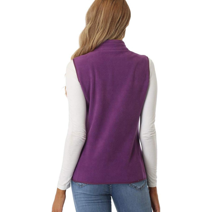 Жіноча флісова жилетка Fuinloth, легка, без рукавів, зі стійким коміром та кишенями на блискавці, оливковий (3XL, фіолетовий)
