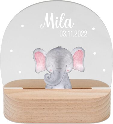 Wonderwish - Personalized Night Light for Babies - Individual Nightstand Lamp for Children - Personalized Gifts for Kids - Baby Gift - Newborn Gift (Elephant)