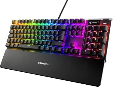 SteelSeries Apex 7 - Механічна ігрова клавіатура з OLED дисплеєм - Червоні перемикачі - Розкладка DE (QWERTZ)