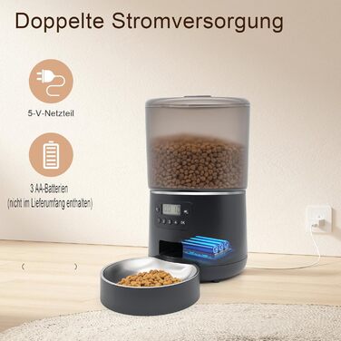 Автомат для годування котів з таймером – 4L, програмований, точний контроль порцій, чорний