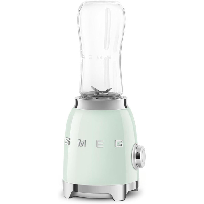SMEG, Personal Blender PBF01PGEU, 2 speed settings, stainless steel double blade, 2 x 600 ml bottles included, non-slip base, integrated cable winding, 300W, pastel green