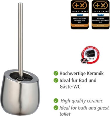 Набір для туалету WENKO Badi: тримач для щітки та очищувач обідка, кераміка, хром матовий