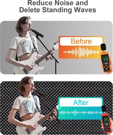 Акустичні панелі JBER самоклеючі, шумопоглинаючі плити з пінопласту 30x30x3 см, 12 шт. — звукоізоляція для студії, офісу та спальні, чорні