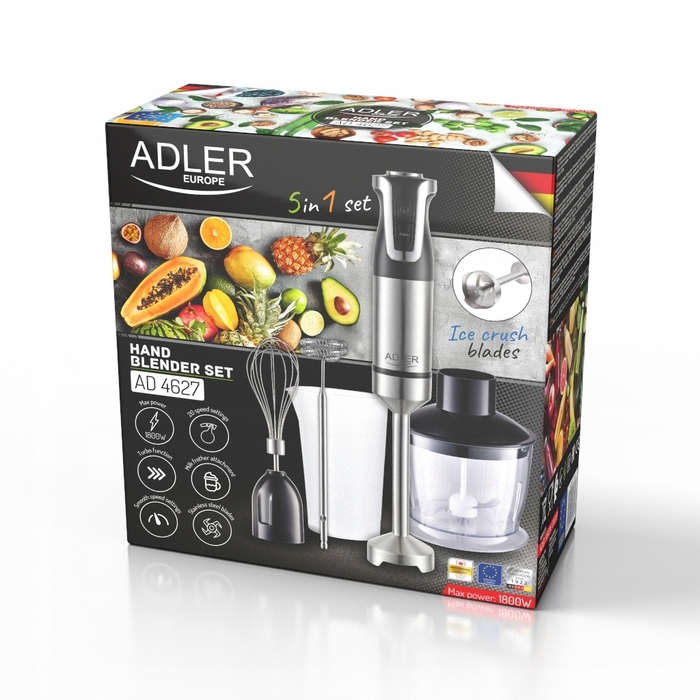 Погружний блендер ADLER AD 4627 1800 Вт, сріблястий/сірий