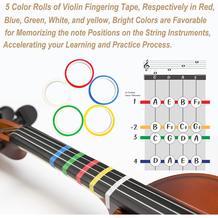 Скрипка Crafteem 1/4 для початківців, дітей та дорослих, чорна, ручне виготовлення, з 5 кольоровими гриф-стрічками