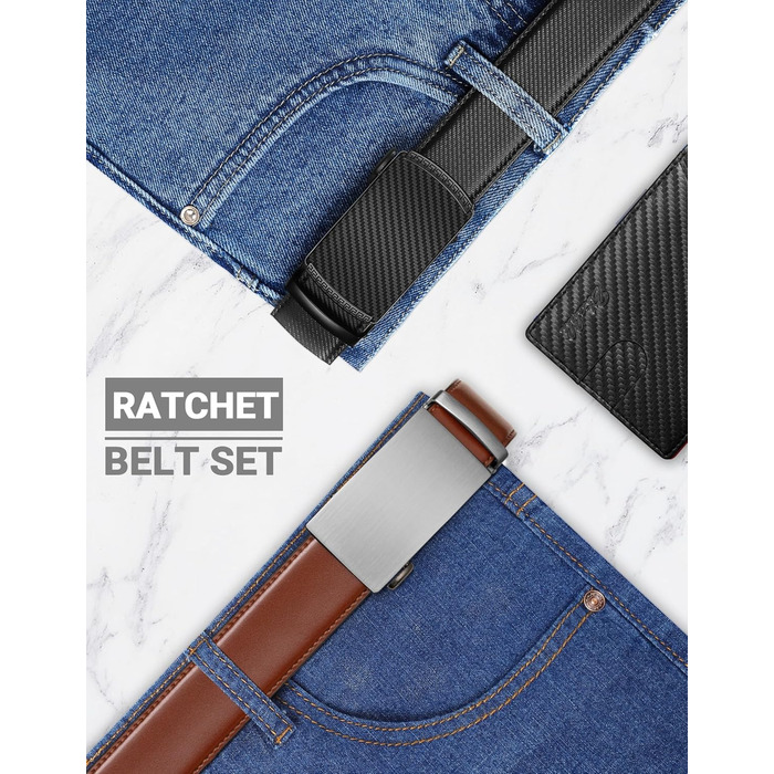 Чоловічий шкіряний ремінь Zitahli з автоматичною пряжкою (Imperial Black/Tan, 85-120 см)