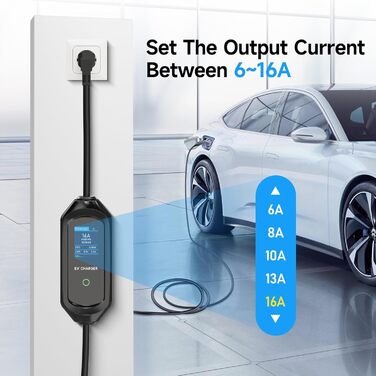 Кабель зарядки електромобіля Schuko 3.6kW, 6м, регулювання струму 6/8/10/13/16A, з сумкою, IEC 62196-2
