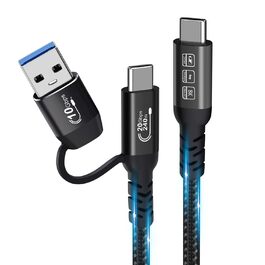 Кабель USB-C 200см: USB 3.2 Gen 2x2, 20 Гбіт/с, 5A/240W, PD3.1, 8K@60Hz, Thunderbolt 3/4, сумісний з MacBook Pro, Samsung