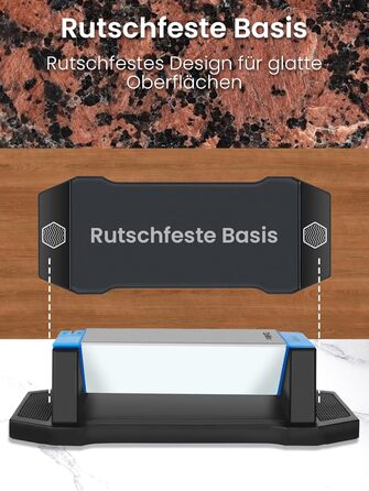 Набір точильних каменів 3-ох сторін, з бруском для заточування, 400/1000/5000 гріт, з нековзною підкладкою, кутовою наставкою та шкіряним ремінцем (діамантовий камінь блакитний)