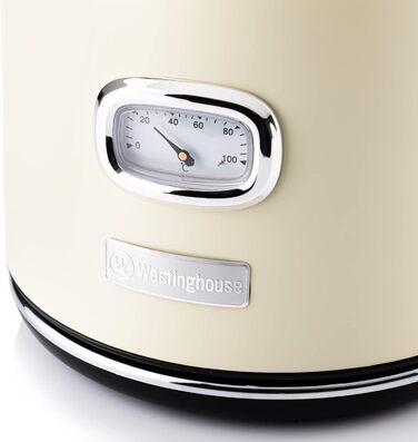Електричний чайник Westinghouse Retro з регулюванням температури, індикатором рівня води, фільтром від накипу та захистом від перегріву, 1.7 л, білий