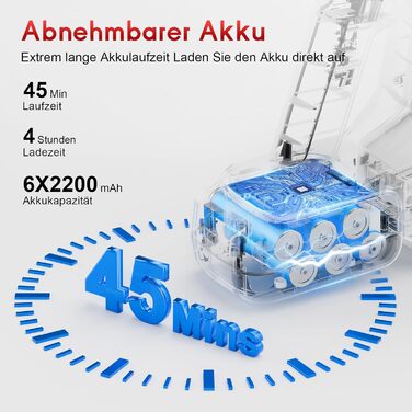 Бездротовий акумуляторний пилосос 45000 Па – 45 хв роботи, тихий (<65 дБ), LED-дисплей, 8-в-1 бездротовий пилосос з антизаплутаною насадкою та HEPA-фільтром – для шерсті тварин, килимів, твердих підлог та алергіків, червоний