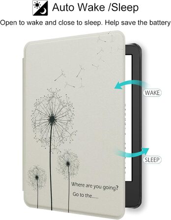 Чохол для Kindle 6' (2024/2022) WALNEW: PU шкіра, авто-сон/пробудження, Smart Cover для Ebook-Reader Kindle 6 дюймів