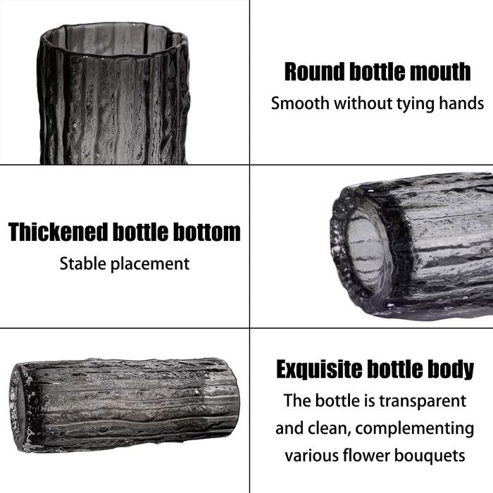 Скляна ваза QEEYON - сучасний циліндр, велика декор ваза, ручної роботи, прозора, 30x10 см, для дому, офісу, весілля, подарунок