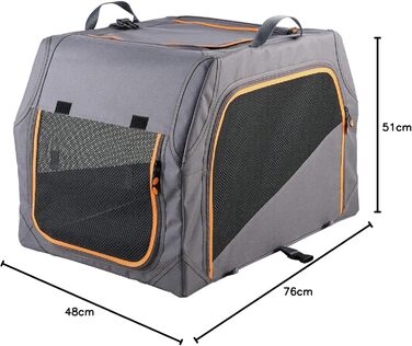 Складана переносна переносна собача будка HUNTER з алюмінієвим каркасом, сірого/помаранчевого кольору, легка, з сітчастими вікнами та миючою підстилкою, розмір S (76 x 51 x 48 см)