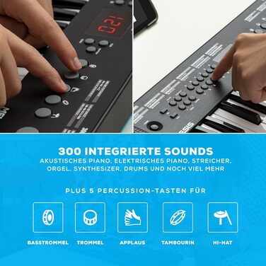 Alesis Melody 54 - Портативна клавіатура з 54 клавішами, вбудованими динаміками, 300 звуками, 300 ритмами, 40 демо-піснями, навчальними інструментами, мікрофоном та підставкою для нот (32 клавіші)