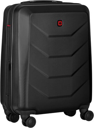 WENGER Pryo Hard Shell Suitcase with 4 Wheels, Trolley, Medium Size, 59 (67) L, Security Lock, for Men, Travel Vacation, 612537 (Black, Carry-On)