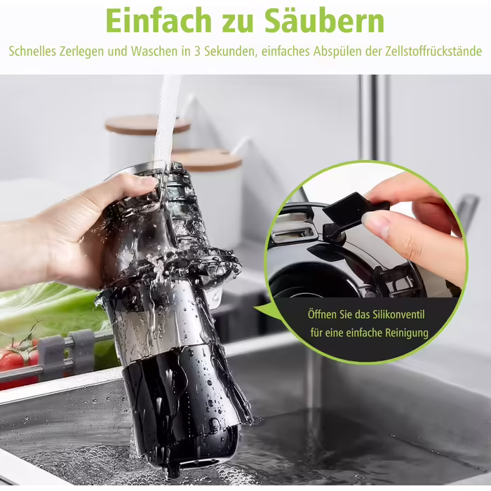 AOBOSI 200W Slow Juicer, Juicer with Reverse Function and Two Filter Sizes. Juicer for vegetables and fruit, test winner, multifunctional juicer for vegetables and fruit with Smart Chip. Fruit press - Black