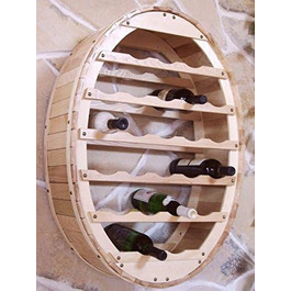 DanDiBo Wine Barrel Rack for 24 Bottles, Brown Stained, Bar Bottle Stand, Barrel Bottle Holder, Bottle Shelf (24 Bottles Natural Hanging)