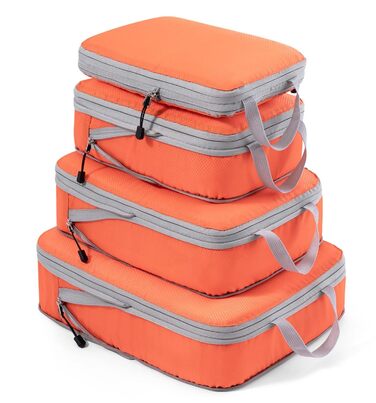 Набір компресійних кубиків для валіз Meowoo (4 шт.) - Органайзер для подорожей, водонепроникний (XL, L, 2×M), для ручної поклажі та валіз, помаранчевий