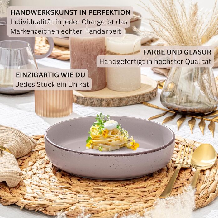 Набір керамічних мисок Sänger 4 шт., миски для мюслі на 4 персони, фіолетові миски 700 мл, стійкі до подряпин, мікрохвильовки та посудомийної машини