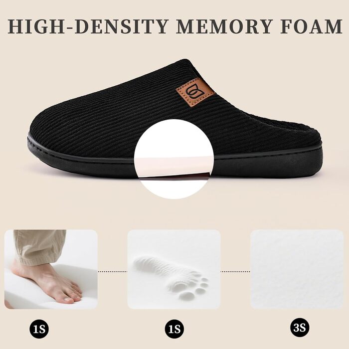 Тапочки чоловічі WateLves з корду та піною Memory Foam, антиковзкі, теплі, зручні, смугасті, чорні, 42/43 EU