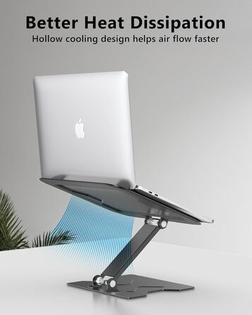 Adjustable Laptop Stand for Desk - Portable Aluminum Laptop Riser, Foldable, Fits HP 10-16 Inch Laptops, Black