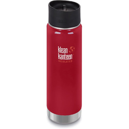 Klean Kanteen Wide Vacuum-Insulated Water Bottle with Cafe Cap 2.0 (591 ml, Mineral Red)