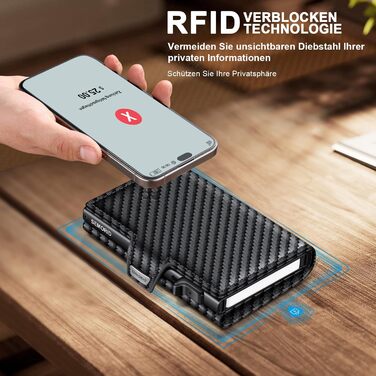 Чоловічий гаманець з відділенням для монет та RFID захистом, Slim Wallet Pop-up, гаманець для 9-11 карт, ID-вікно, відділення для грошей, Smart Wallet для чоловіків (карбон)