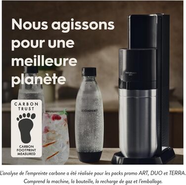 SodaStream DUO комплект: карбонізатор для води з циліндром CO2, 2 скляні пляшки 1л та 1 пластикова 1л (Titan)
