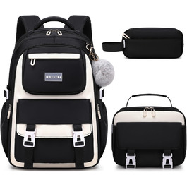 Шкільний рюкзак Makukke для дівчаток та підлітків: набір, водонепроникний, 30L, чорний