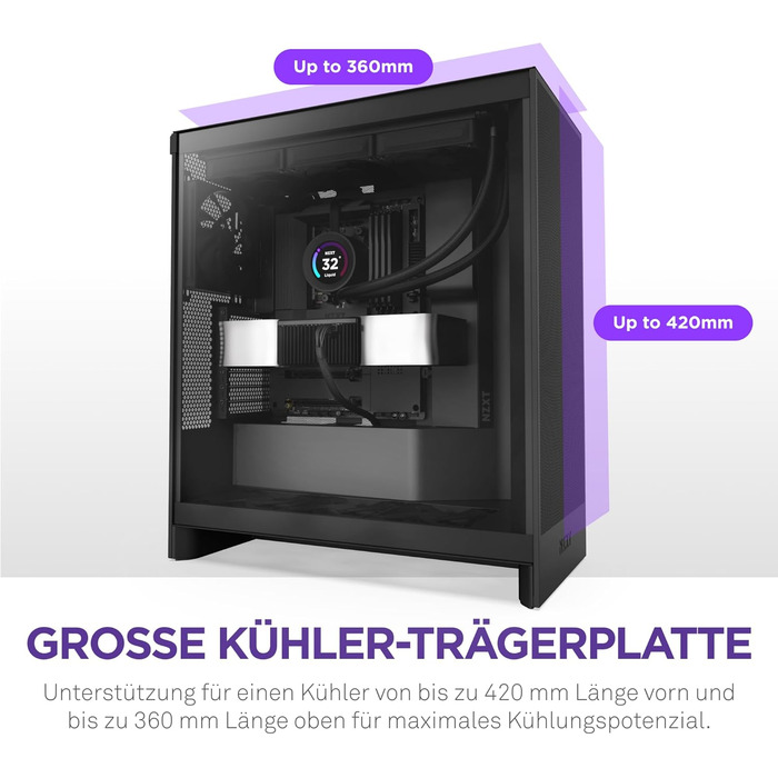 Корпус NZXT H7 Flow: Mid-Tower з покращеною вентиляцією | Чорний | Підтримка 3 x 120мм вентиляторів для GPU | 3 x 120мм фронтальні вентилятори | 420мм радіатор