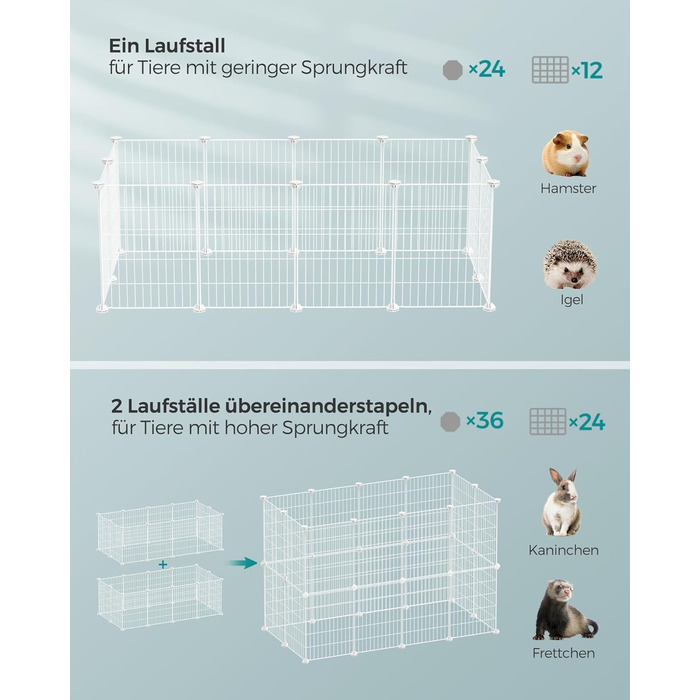 Клітка для кроликів та морських свинок SONGMICS LPI01H - металева, 123 x 63 x 41 см