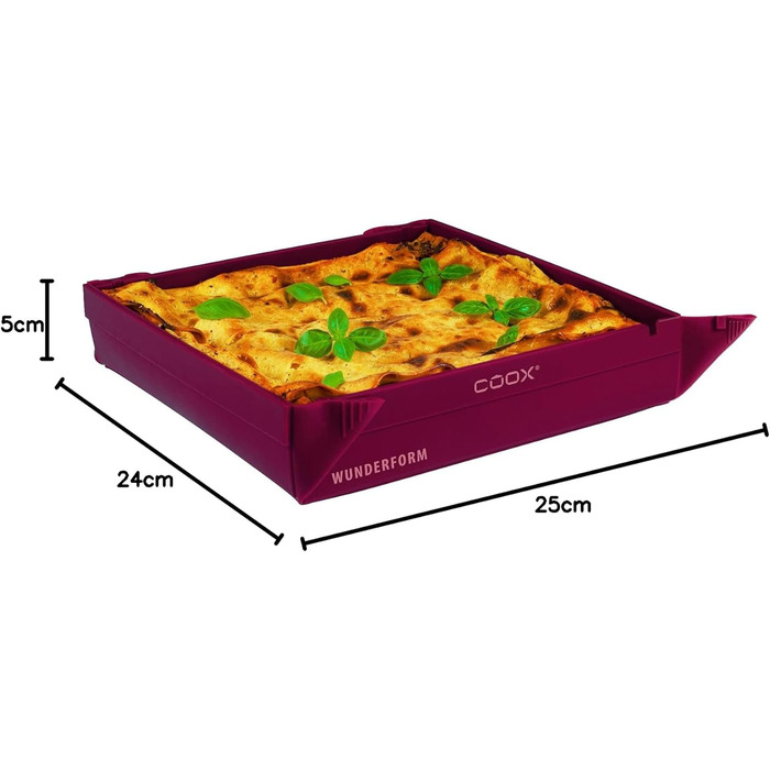 coox WUNDERFORM Basic MQ in Dark Red, the first foldable baking pan, space-saving baking and casserole dish made of BPA-free silicone