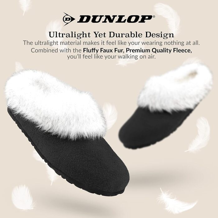 Тапочки жіночі Dunlop з антиковзкою підошвою, чорні, 37-41