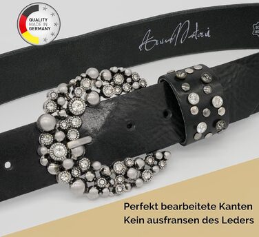 Жіночий шкіряний ремінь AnnaMatoni з розкішною стразовою пряжкою 4 см, чорний, Німеччина, 105 см