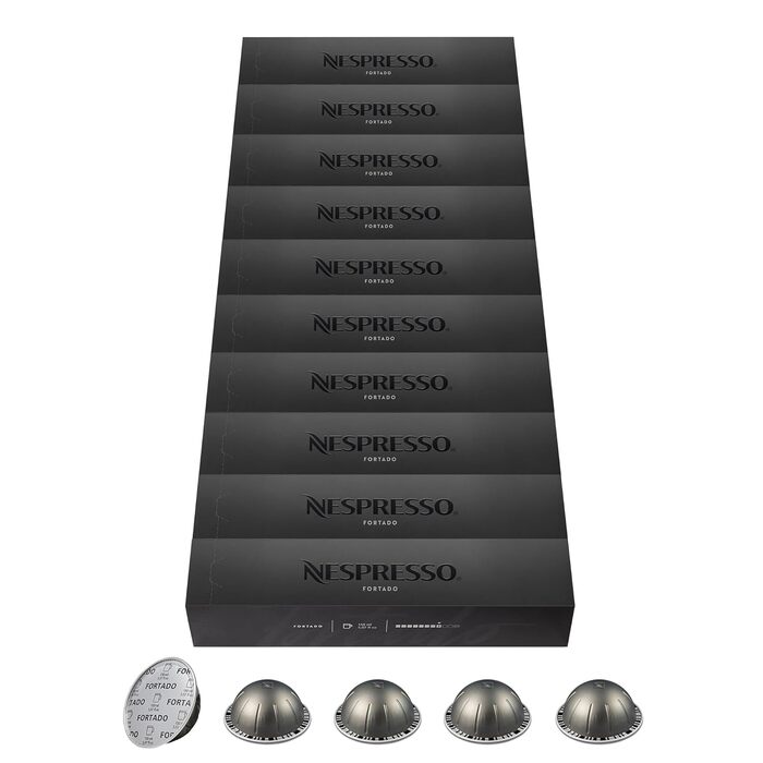 Кава Nespresso Vertuo Fortado | Суміш Arabica & Robusta, інтенсивна обсмажка | Для Gran Lungo (150 мл) | 100 капсул