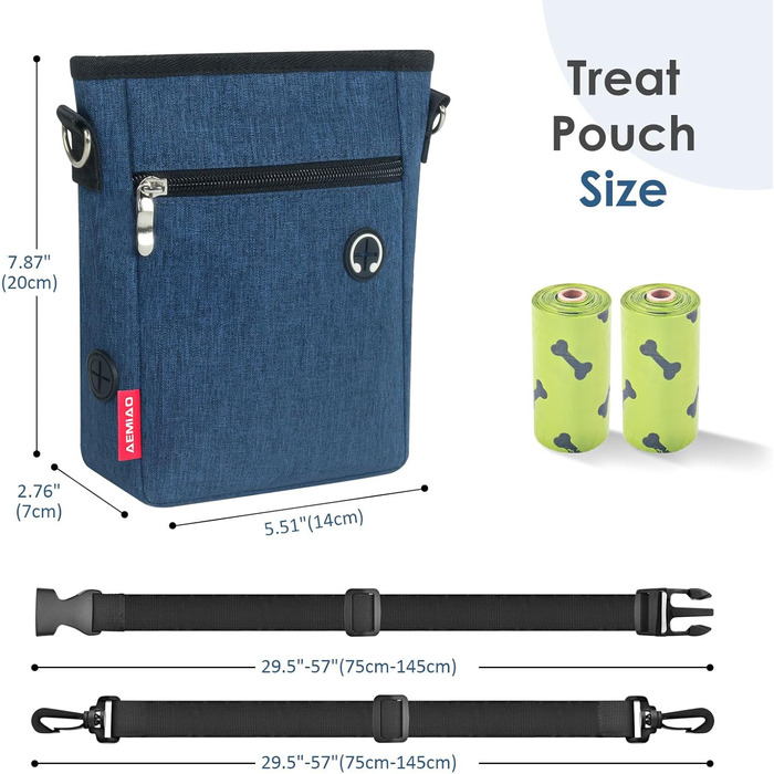 Фурнітура для собак з магнітною застібкою, 2025, практичний мішок для їжі, мішок для ласощів для собак з знімною внутрішньою кишенею | Диспенсер для відходів, блакитний