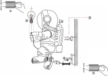 FREEUP Wall Lamp for Children's Room with Plug, Astronaut Lamp for Children's Room Wall Lamp with Switch and 1.5M Cable, E27 Socket, Max.40W (Without Bulbs), Fun Gifts for Kids Boys Girls