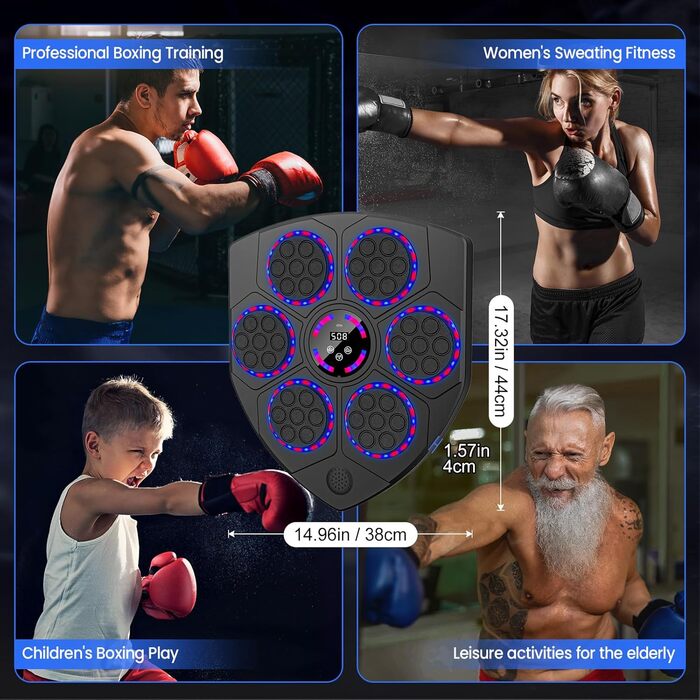 Wall-Mounted Boxing Target Machine with LED Lights & Bluetooth - Adult & Kids Fitness