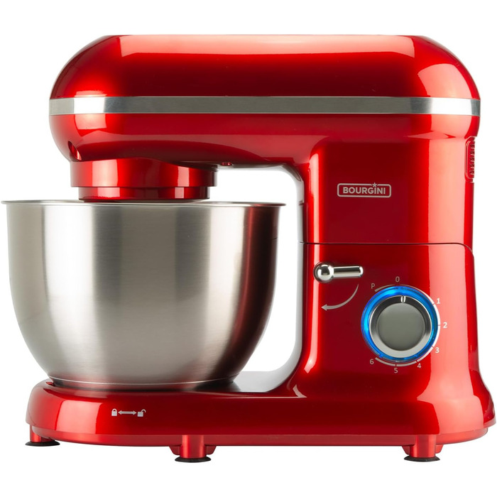 Stand Mixer - Classic Kitchen Chef Red - Kitchen Mixer - Food Processor with 4.5 Liter Capacity, 1300-Watt Motor