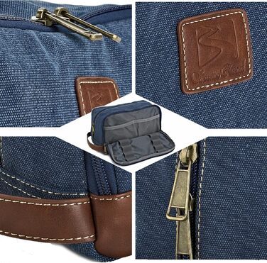 Чоловіча та жіноча дорожня косметичка з канвасу, розкладний органайзер для туалетних аксесуарів (блакитна, велика) 28x16x14 см