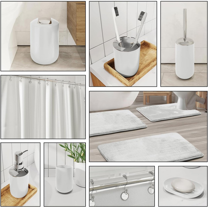 Комплексний набір аксесуарів для ванної кімнати Clara Clark: 25 предметів, салатовий колір, органайзер для душу, шторка для душу, щітка для унітазу, сміттєвий бак, килимок для ванної кімнати