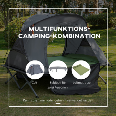Outsunny Camping Bed Dome Tent 2 Person Air Mattress Grey 200x146x159cm | Aosom