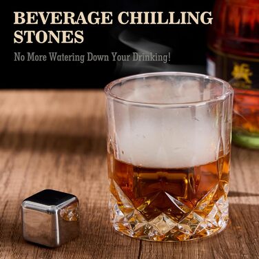 Набір для копчення віскі – Old Fashioned Cocktail, 6 дерев'яних чіпсів, 4 гранітні камені для віскі, запальничка та аксесуари для любителів віскі та коктейлів (без бутану), гранітні камені з нержавіючої сталі