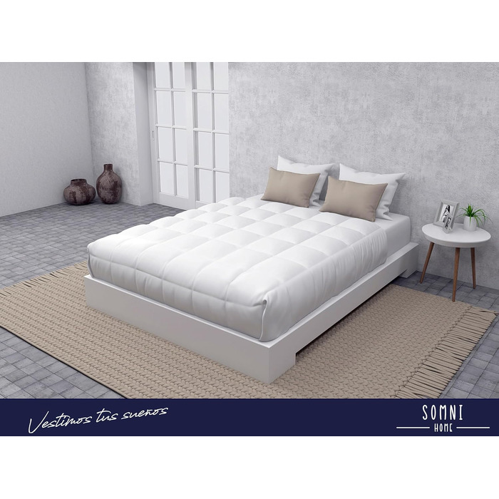 Двоколірна ковдра SOMNI HOME 180x260 см, стьобана, як пух, для односпального ліжка, 80/90 см, реверсивна, тепла, легка, 400 г/м², бежево-піщана
