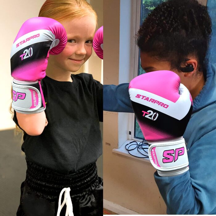 Starpro Kids Boxing Gloves - Child Boxing Gloves for Small & Delicate Hands - Ages 6-10 - Boxing Set with Hand Protection (Pink, 4oz)