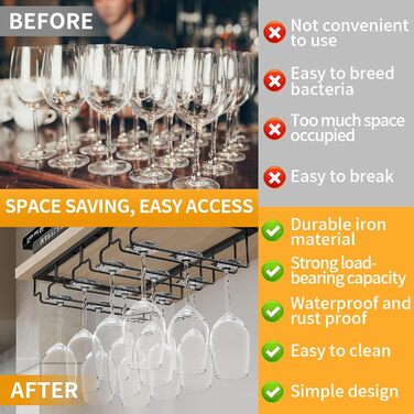 Підставка для келихів CIRULLI (2 шт.) - металева, на 4 келихи, для кухні, бару, ресторану, чорна