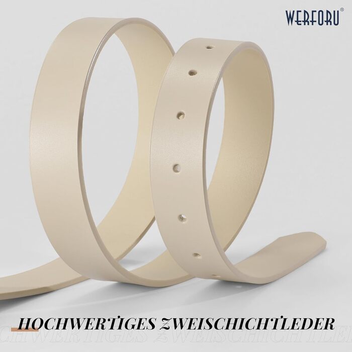 Жіночий шкіряний ремінь WERFORU для джинсів, спідниць та суконь з золотою пряжкою (бежевий, довжина 120 см, під талію 95-107 см)