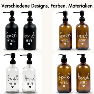 Диспенсер для мила скляний чорний матовий 2 шт, 350 мл з нержавіючою помпою для кухні та ванної кімнати + етикетки