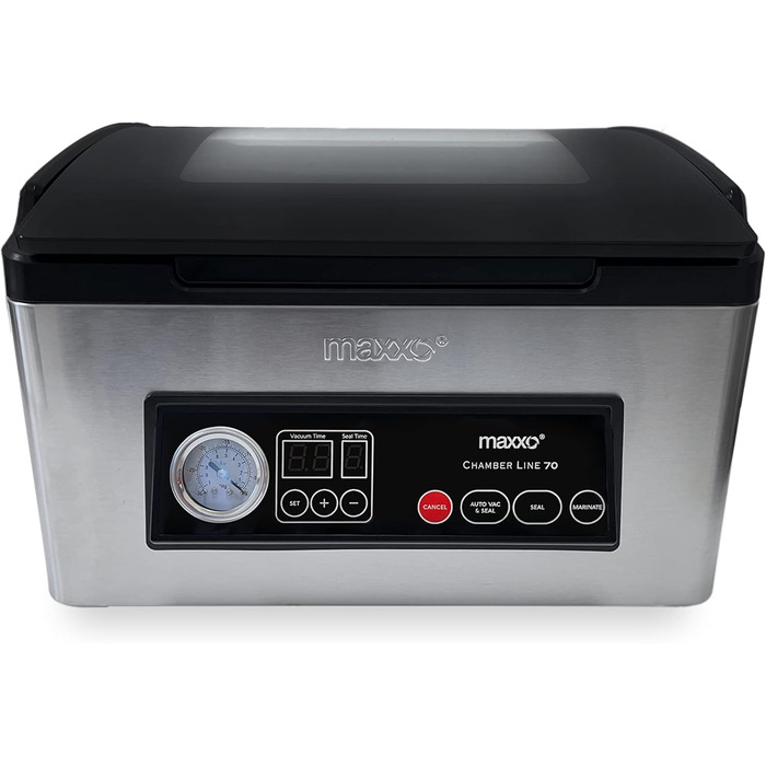 Професійний вакуумний пакувальник Maxxo VM Profi з подвійною зварювальною лінією, 20 л/хв, 900 мбар, для пакування продуктів, з нержавіючої сталі, 20 л/хв